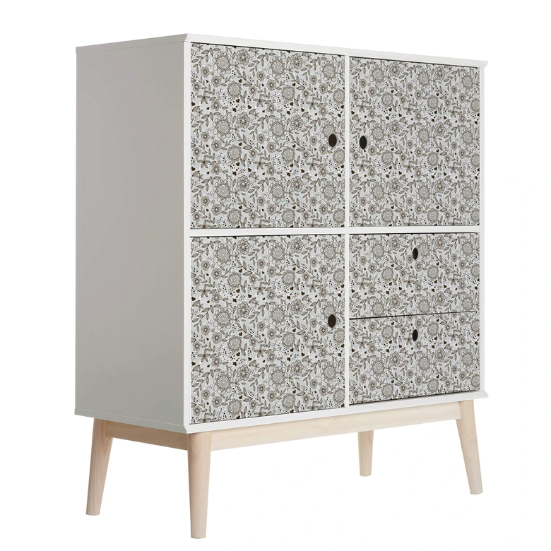 Pellicola per mobili – Black and white Flowers 