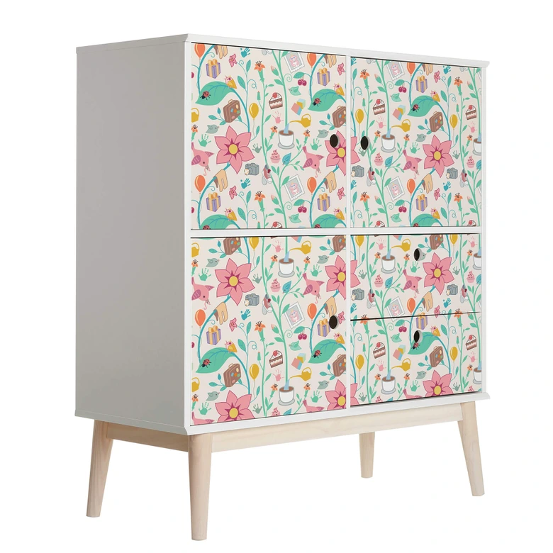 Möbelfolie, Dekofolie - abwischbar - Kunterbunt 