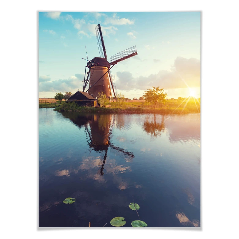 Poster Holländische Windmühle 