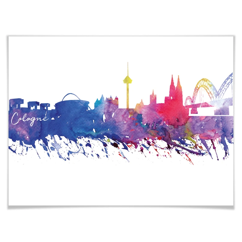 Poster Bleichner - Köln Aquarell Skyline 