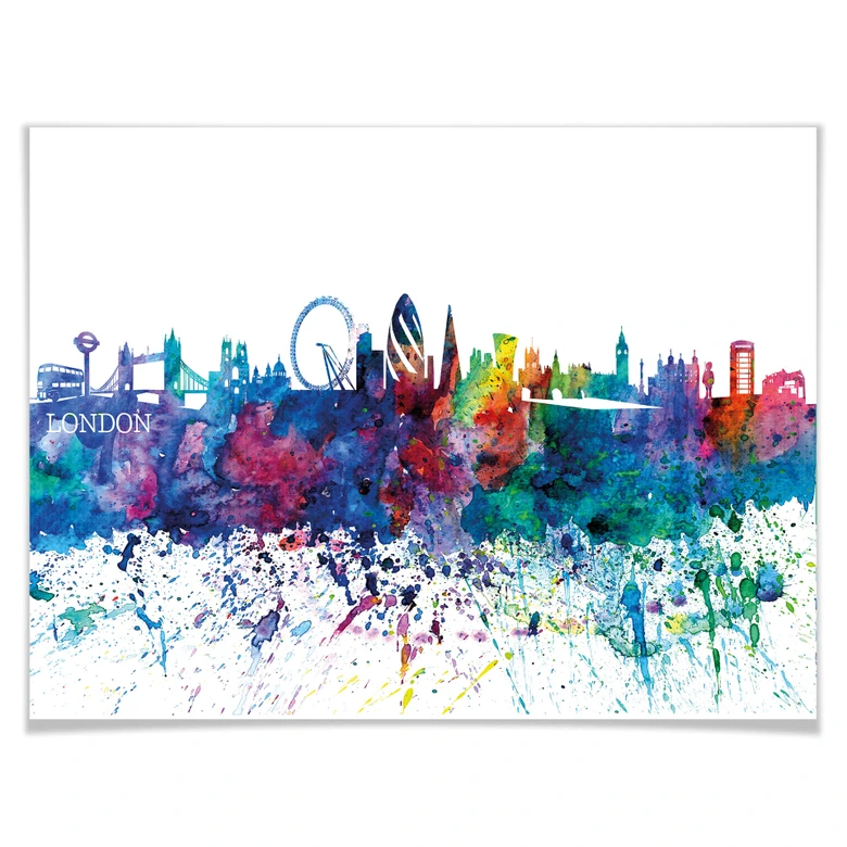 Poster Bleichner - Silhouette de Londres Aquarelle 