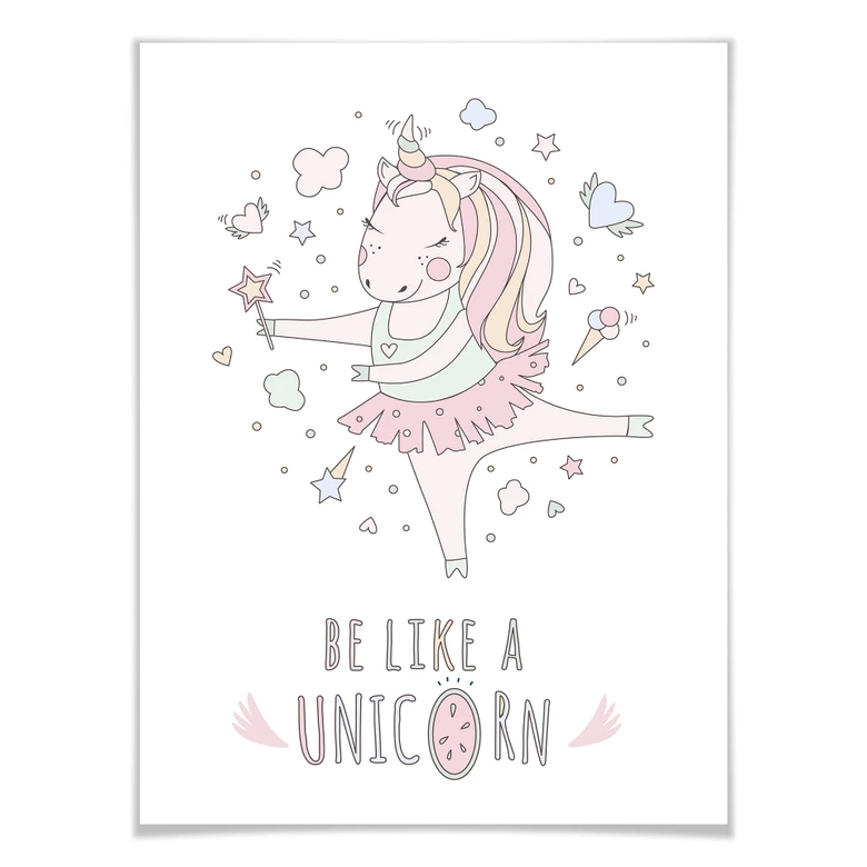 Affiche Kvilis - Be like a Unicorn - Licorne ballerine 