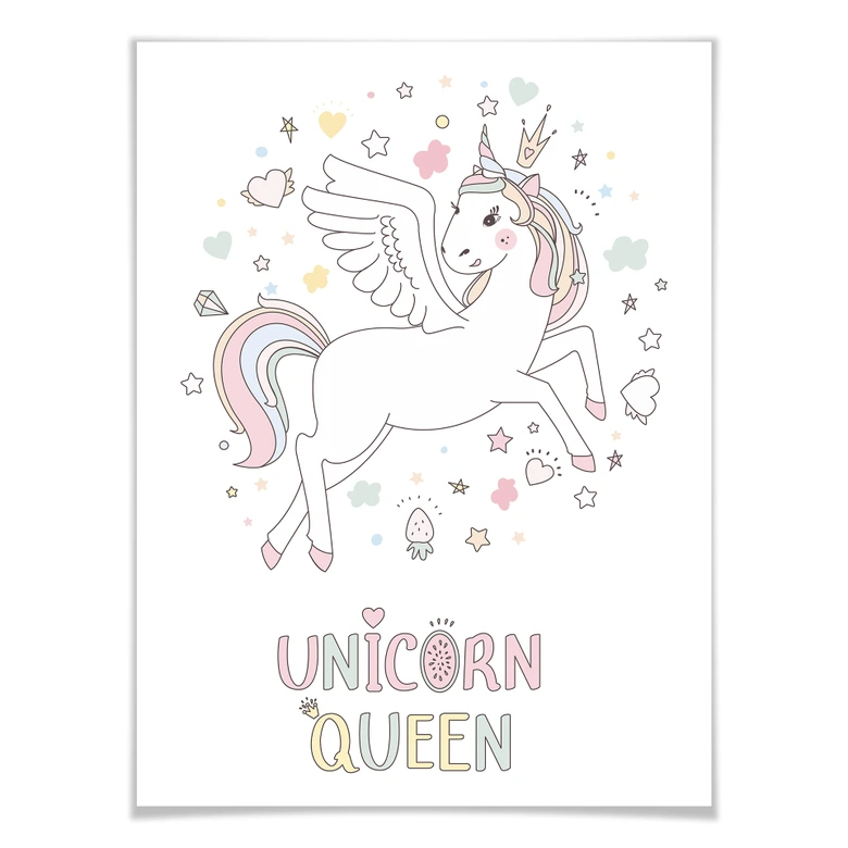 Póster Kvilis - Unicorn Queen - Unicornio con corona 