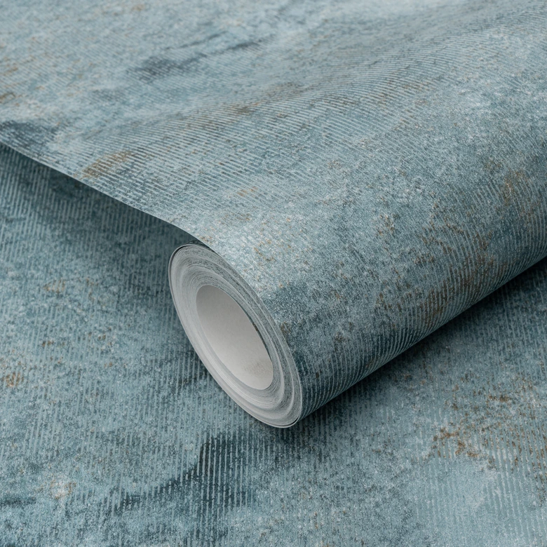 PVC-vrij vliesbehang met marmer look in turkoois 