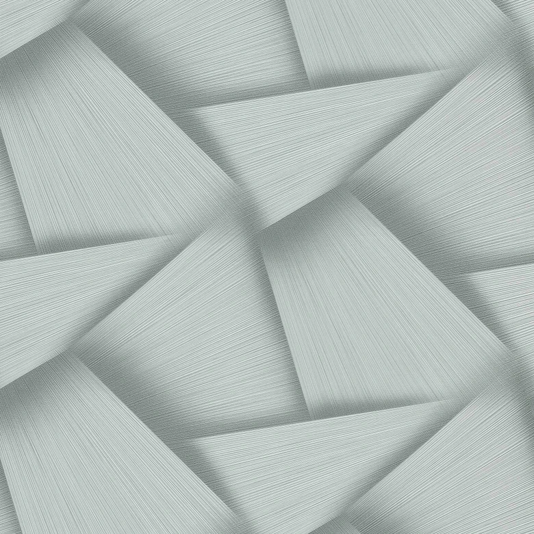 Papel pintado no tejido con formas geométricas y efecto metálico en verde 