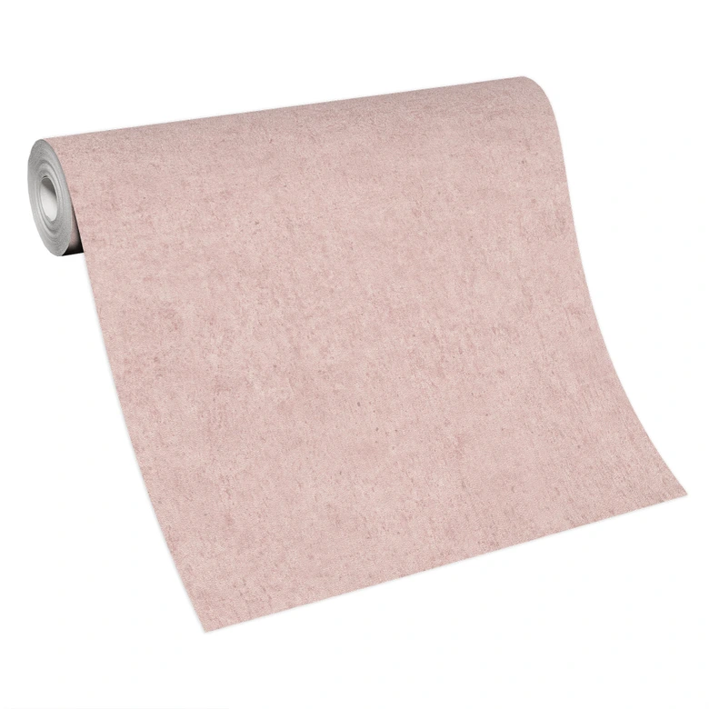 Papel pintado no tejido aspecto hormigón colores lisos en rosa 