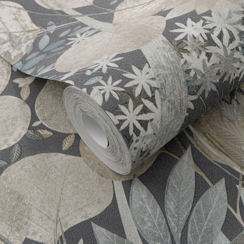 Vliestapete, Blättermotivtapete Secret Garden blau 