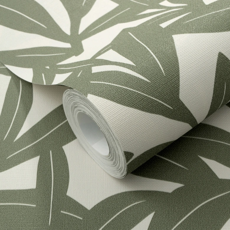 Vliestapete, Blumenmotivtapete La Terrasse grün, creme 