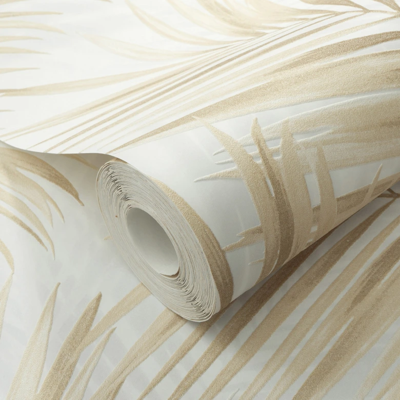 Vliestapete, Blättermotivtapete Cameo beige 