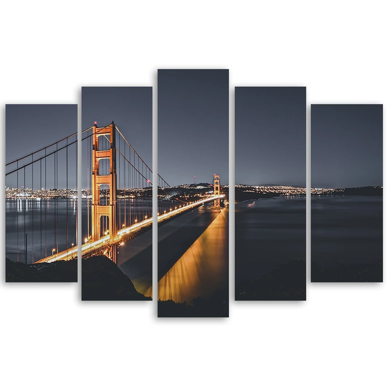 Wandbild 5-teilig, Goldene Gate von San Francisco 