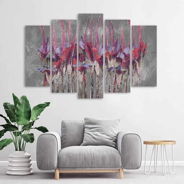 Leinwandbild 5 teilig, Pflanzen Blumen Simnitło 