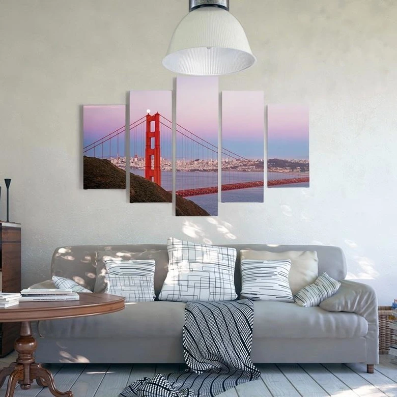Leinwandbild 5 teilig, Golden Gate Bridge 