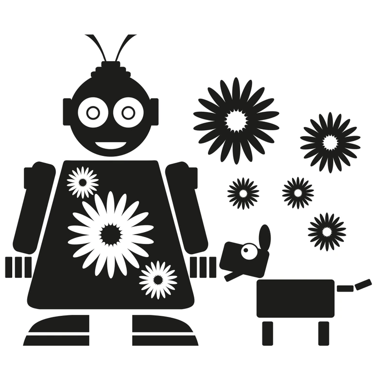 Robot Fleur wallsticker 
