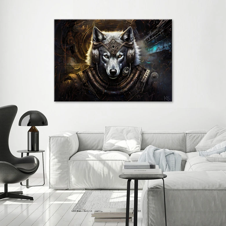 Leinwandbild, Wolf Abstraktion Tiere 
