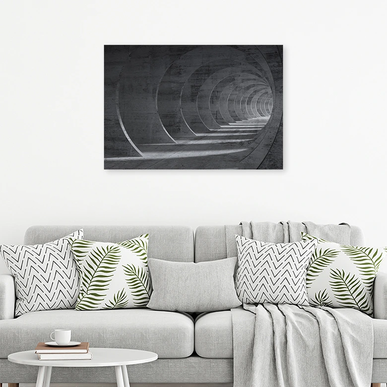Leinwandbild, Grauer 3D Tunnel 
