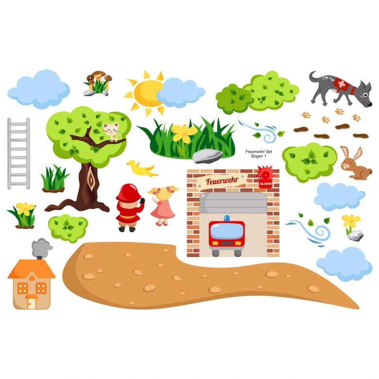 Sticker mural - Set de pompiers 