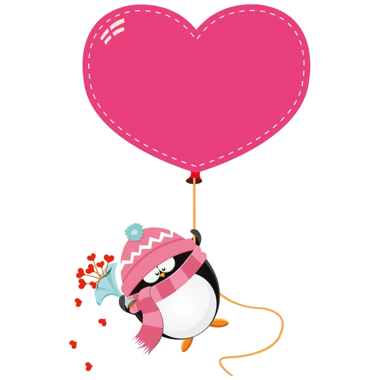 Penguin with hot air balloon Wall Sticker 