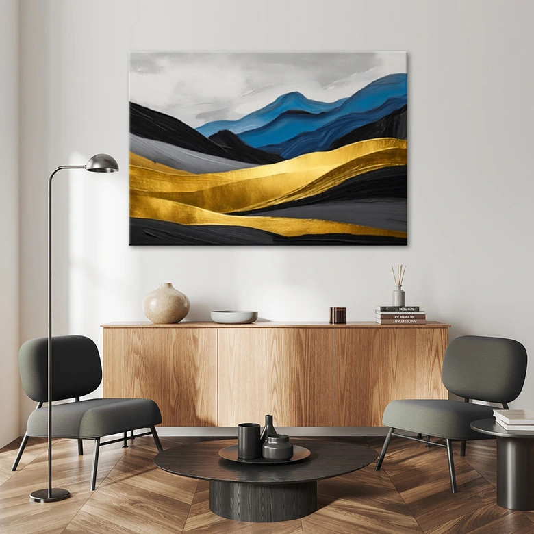 Leinwandbild, Berge abstrakt gold glamour 