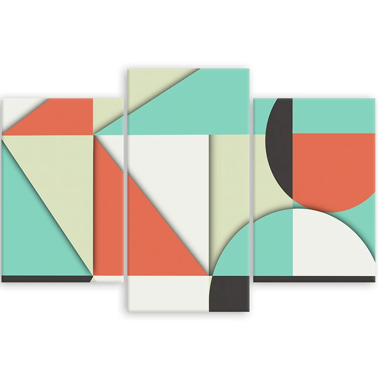 Leinwandbild 3 teilig, Geometrische Abstraktionsformen 