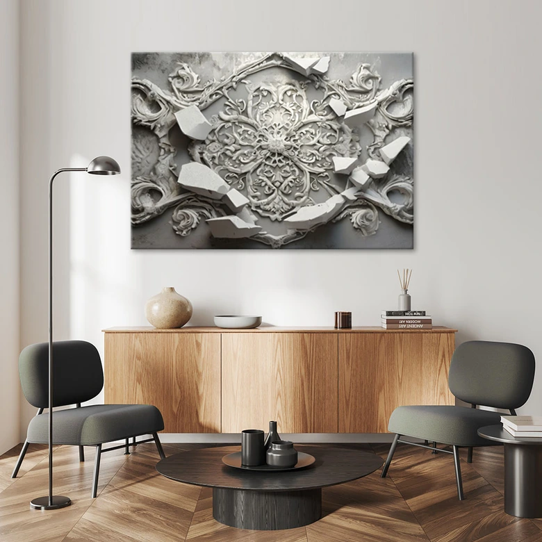 Canvasbillede, Grå abstraktion 3D 