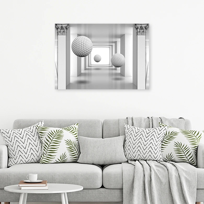 Leinwandbild, Kugeln im 3D Tunnel 