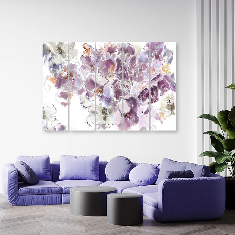 5 stykke lærredstryk, Irisblomst 