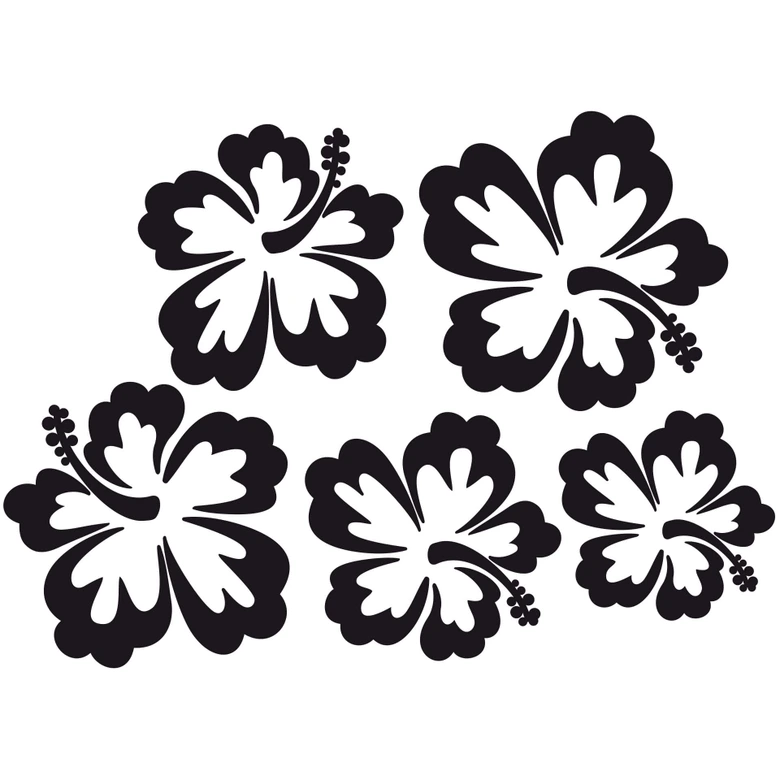 Wandtattoo Hibiskusblüten 5er-Set 