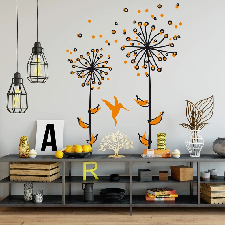 Wandtattoo Pusteblume Orange 