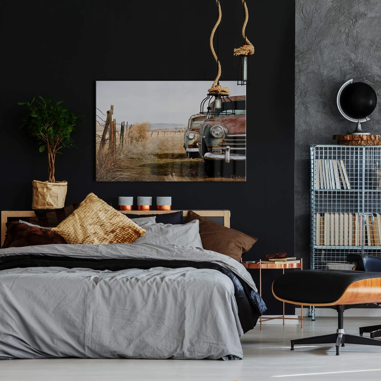 Glasschilderijen Oude Roestige Auto\'s - Vintage 