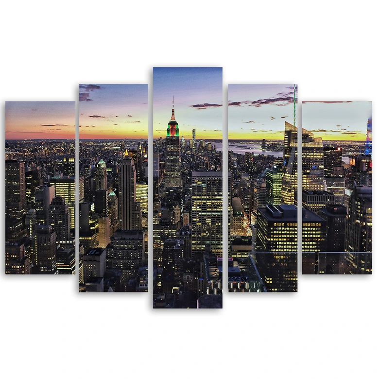 Leinwandbild 5 teilig, New York Skyline City  