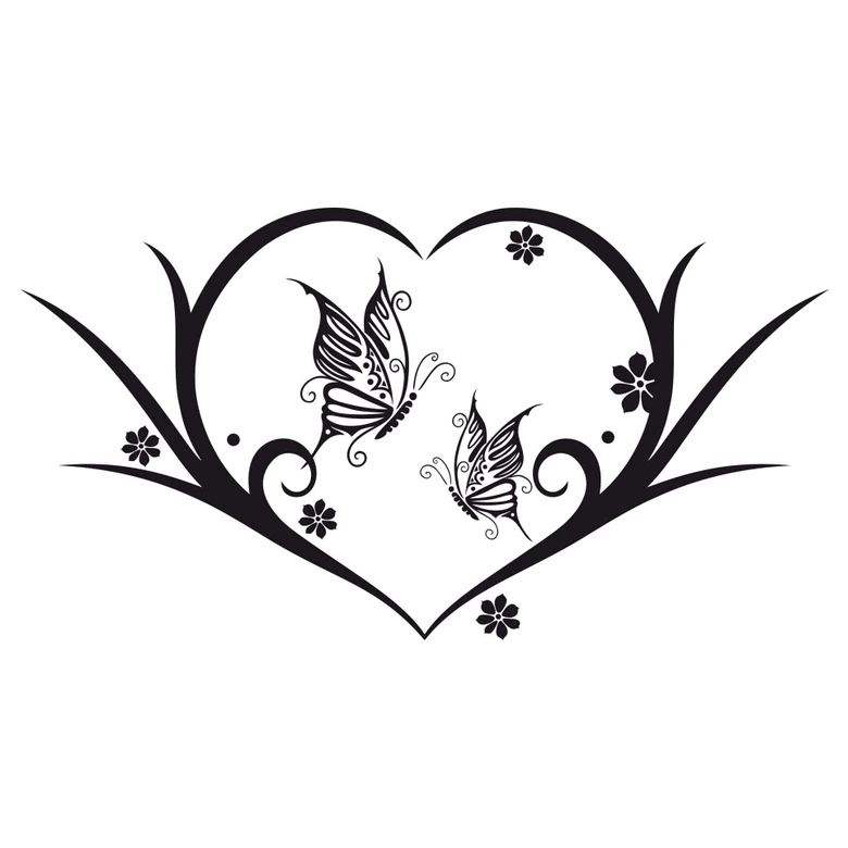 Wandtattoo Blumenranke 6 Herz (2-farbig) 