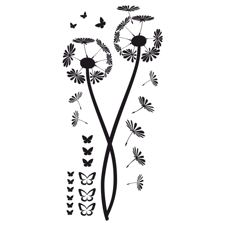 Sticker mural - Pissenlits avec papillons 