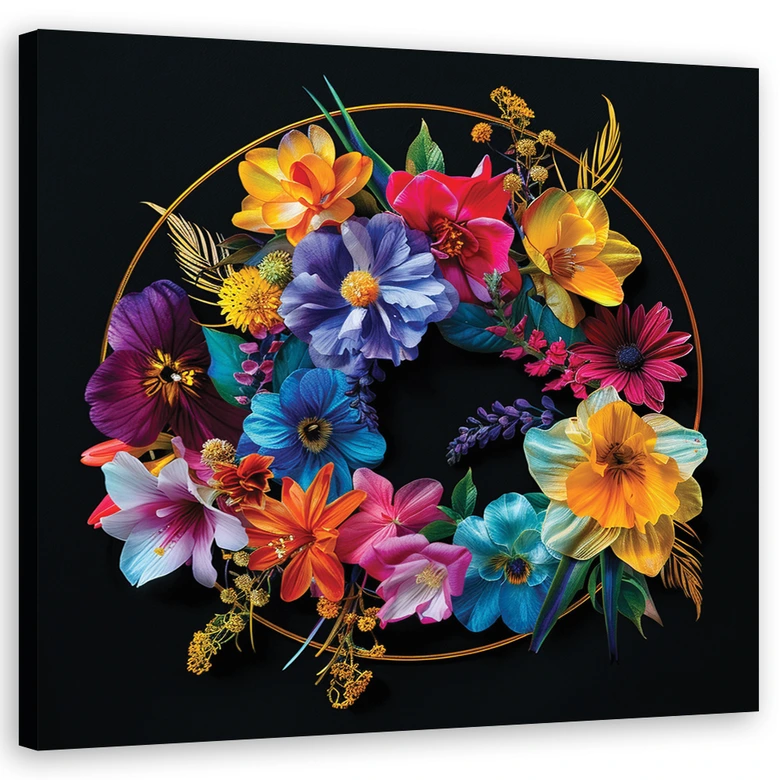 Leinwandbild Blumenstrauß aus bunten Blumen 