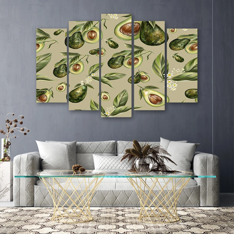 Leinwandbild 5 teilig, Avocado -Hälften 