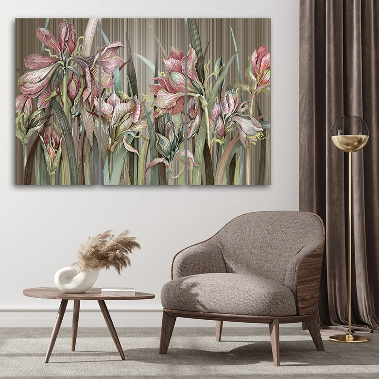Leinwandbild 3 teilig, Iris Blumen 