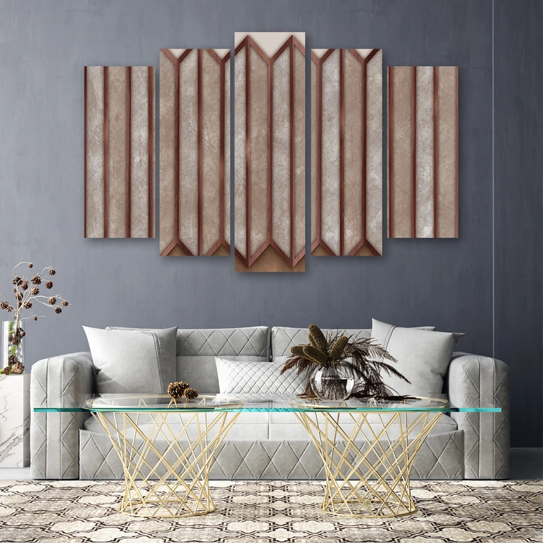 Leinwandbild 5 teilig, Buntes 3D -Fenster 
