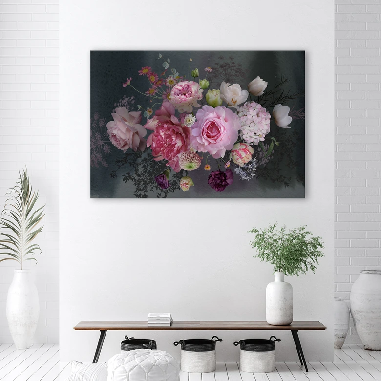 Canvas schilderij, Vintage bloemen boeket 