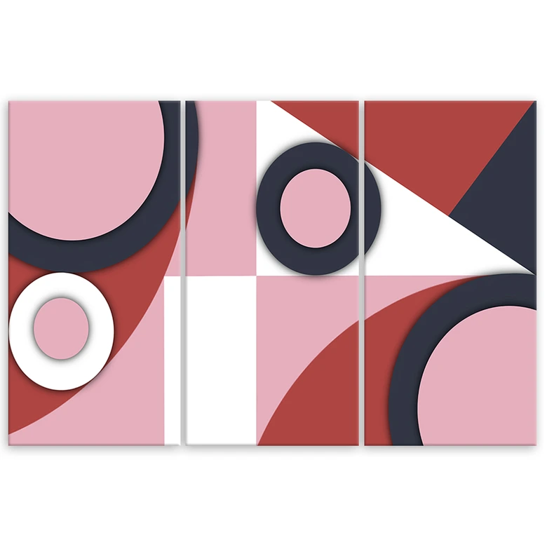 Leinwandbild 3 teilig, Geometrische Abstraktionsformen 