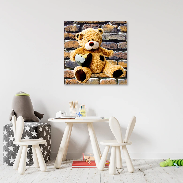 Leinwandbild, Teddybär mit Herz 