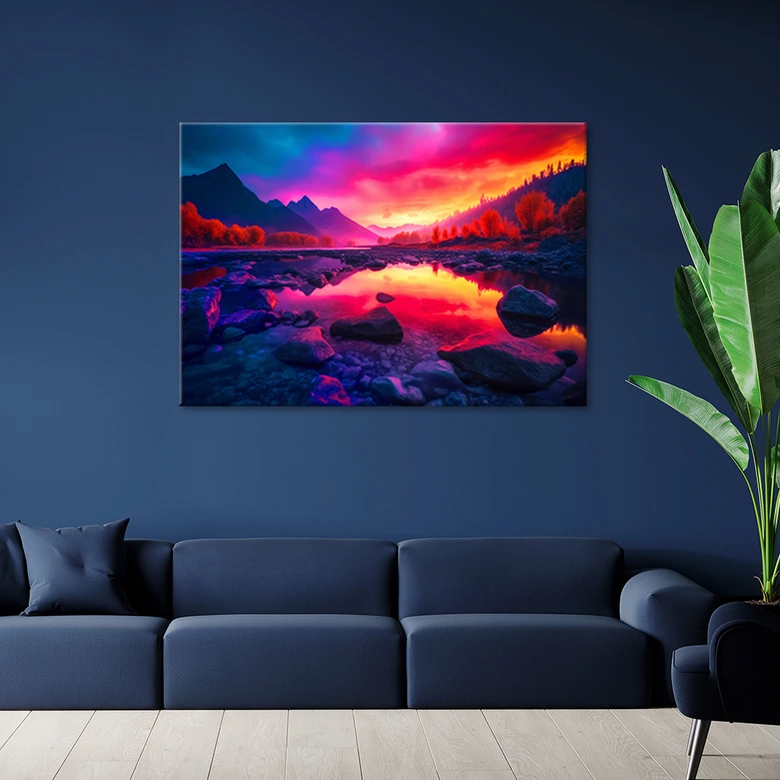 Leinwandbild, Bunter Himmel in den Bergen 
