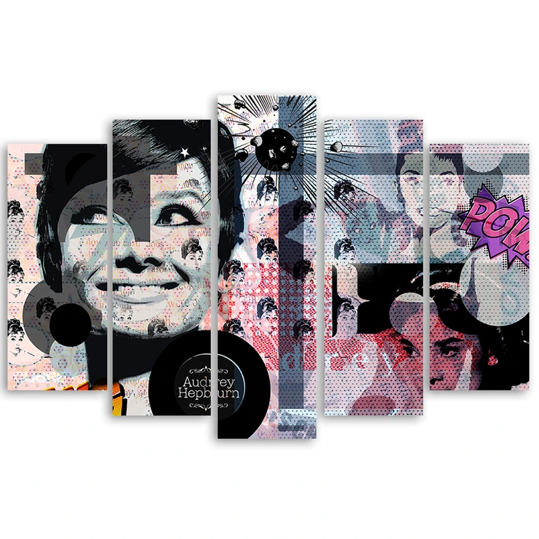 Leinwandbild 5 teilig, Audrey Hepburn Schauspielerin 