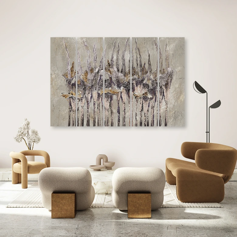 Leinwandbild 5 teilig, Pflanzen Blumen Simnitło 