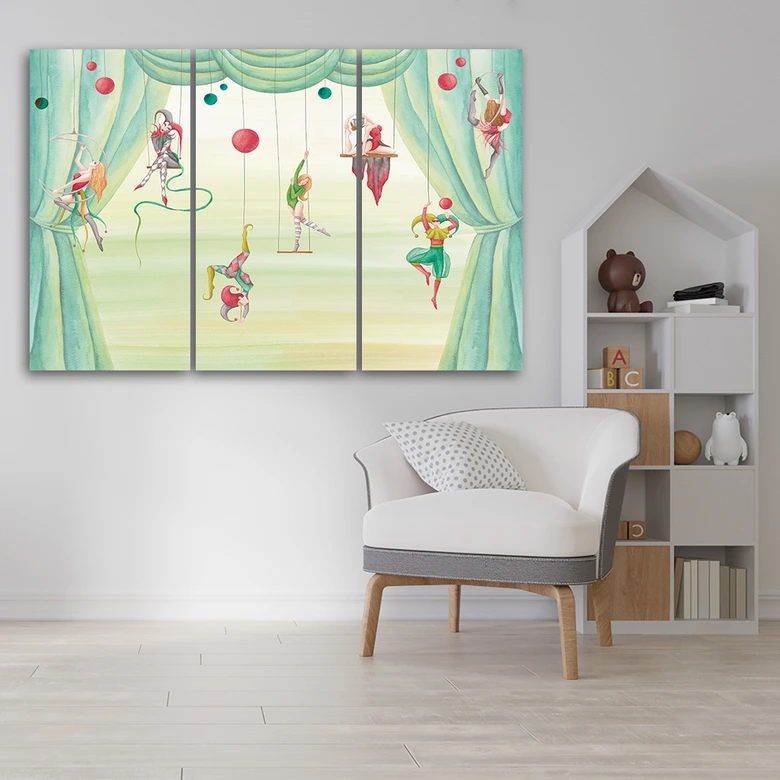 Leinwandbild 3 teilig, Zirkusakrobat 