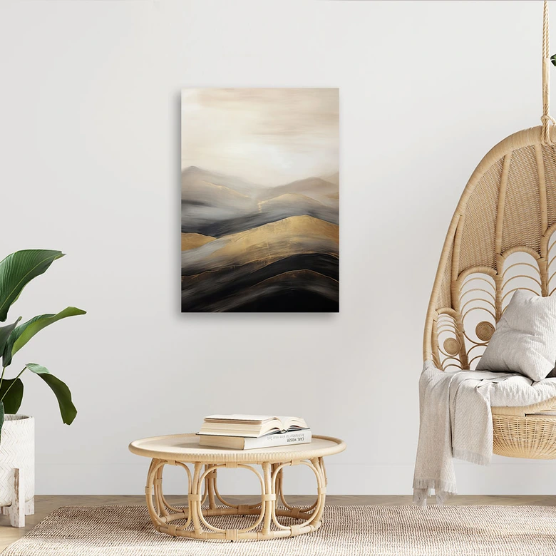 Canvasbillede, Beige boho-bjerge 