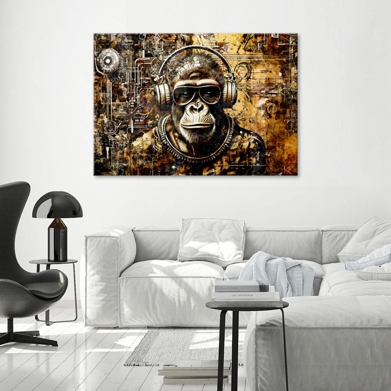 Leinwandbild, Affe mit Brille 