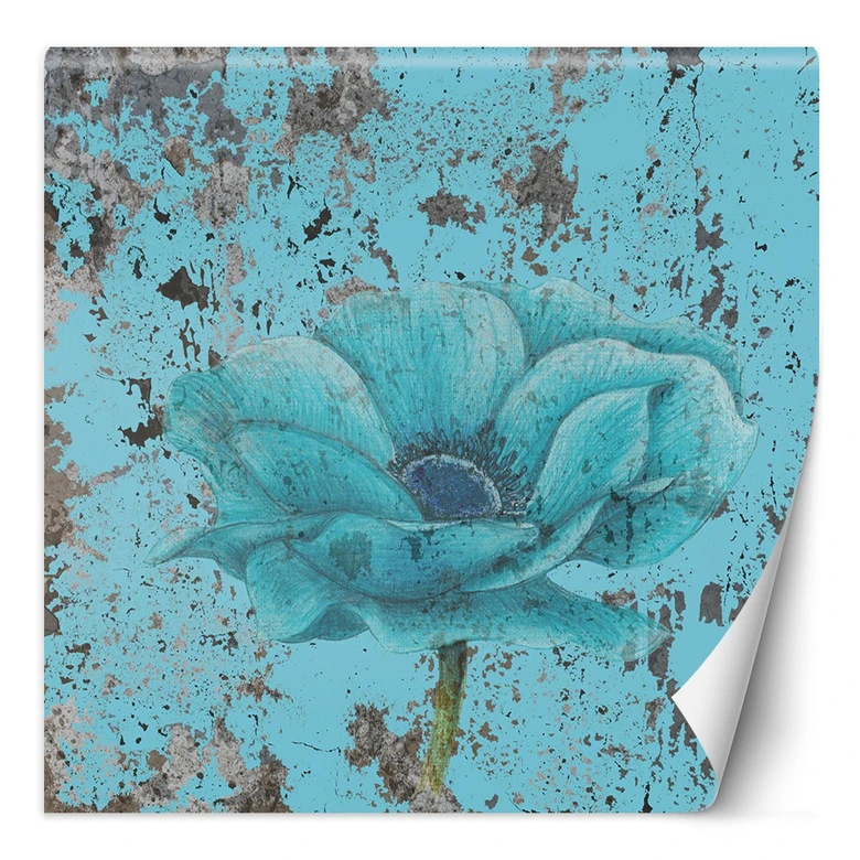 Fototapete, Türkis Blumen Textur Vintage 