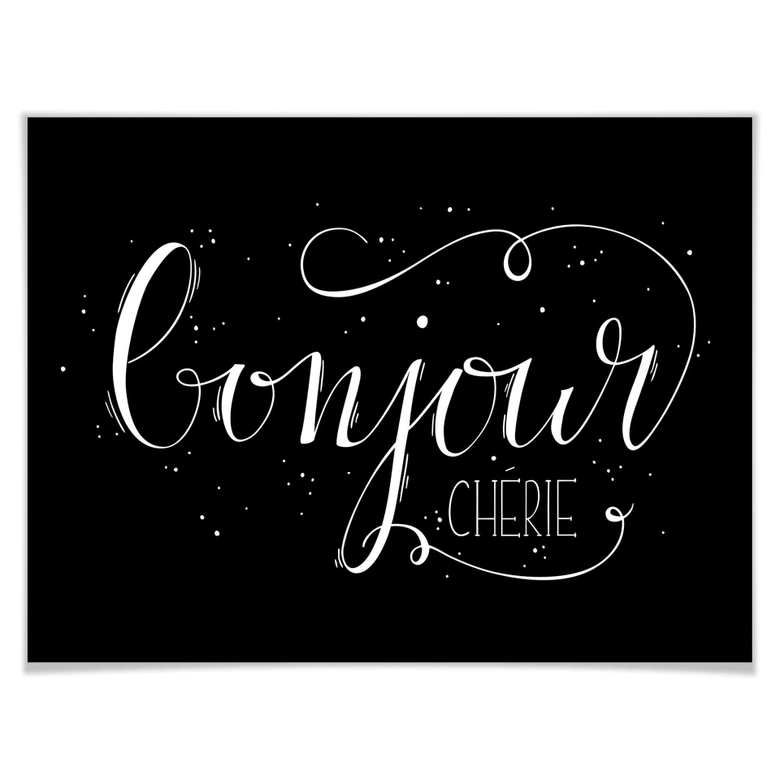 Poster Bonjour Chérie - schwarz negativ 