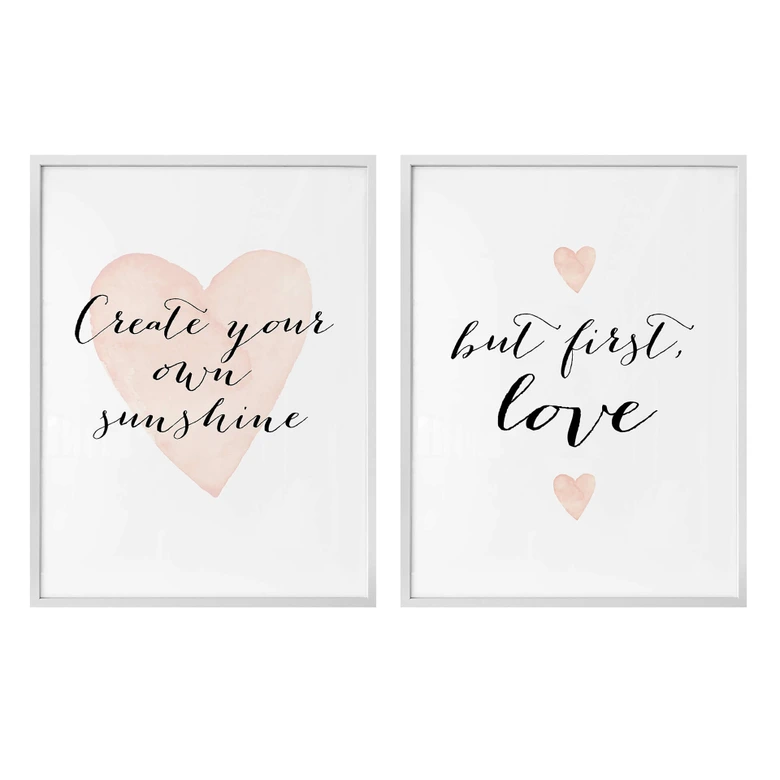 Poster-Set mit Bilderrahmen Confetti and Cream - Love is everything (2er Set) 