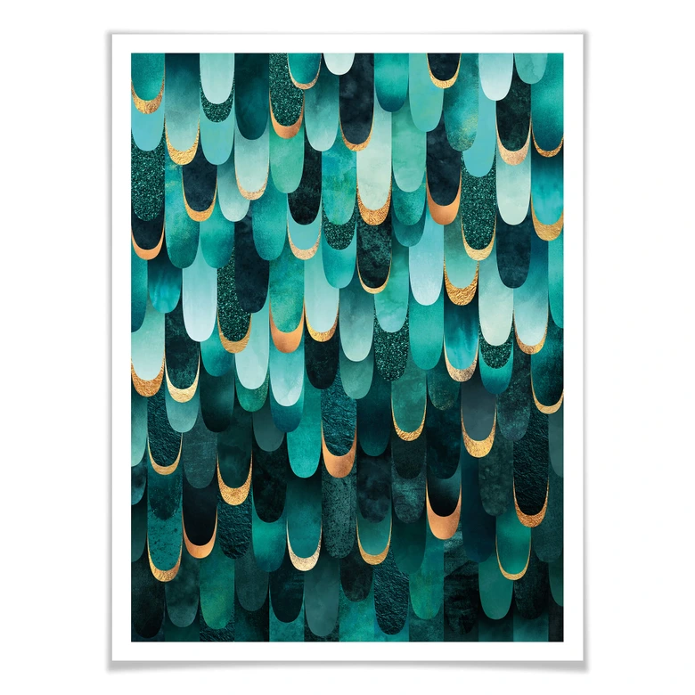 Poster Fredriksson - Plumes turquoise 