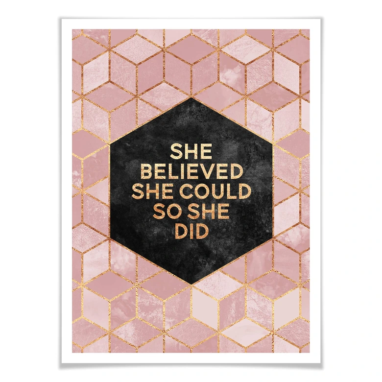 Poster Fredriksson - She Believed - rosa 